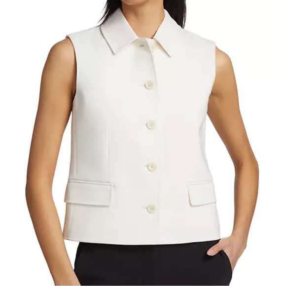 NWOT Theory Tailored Wool-Blend Vest in Ivory, size 0 - Picture 4 of 10